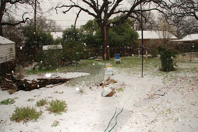 Snow falling in Fort Worth, TX on 3/5/2008.